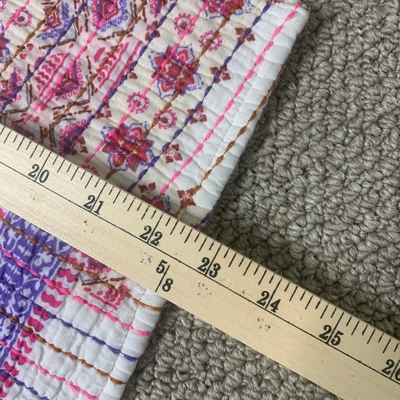 ZARA Womens Jacket‎ Size Small Cream Pink Printed Quilted Vest Sleeveless V-Neck - Picture 7 of 10